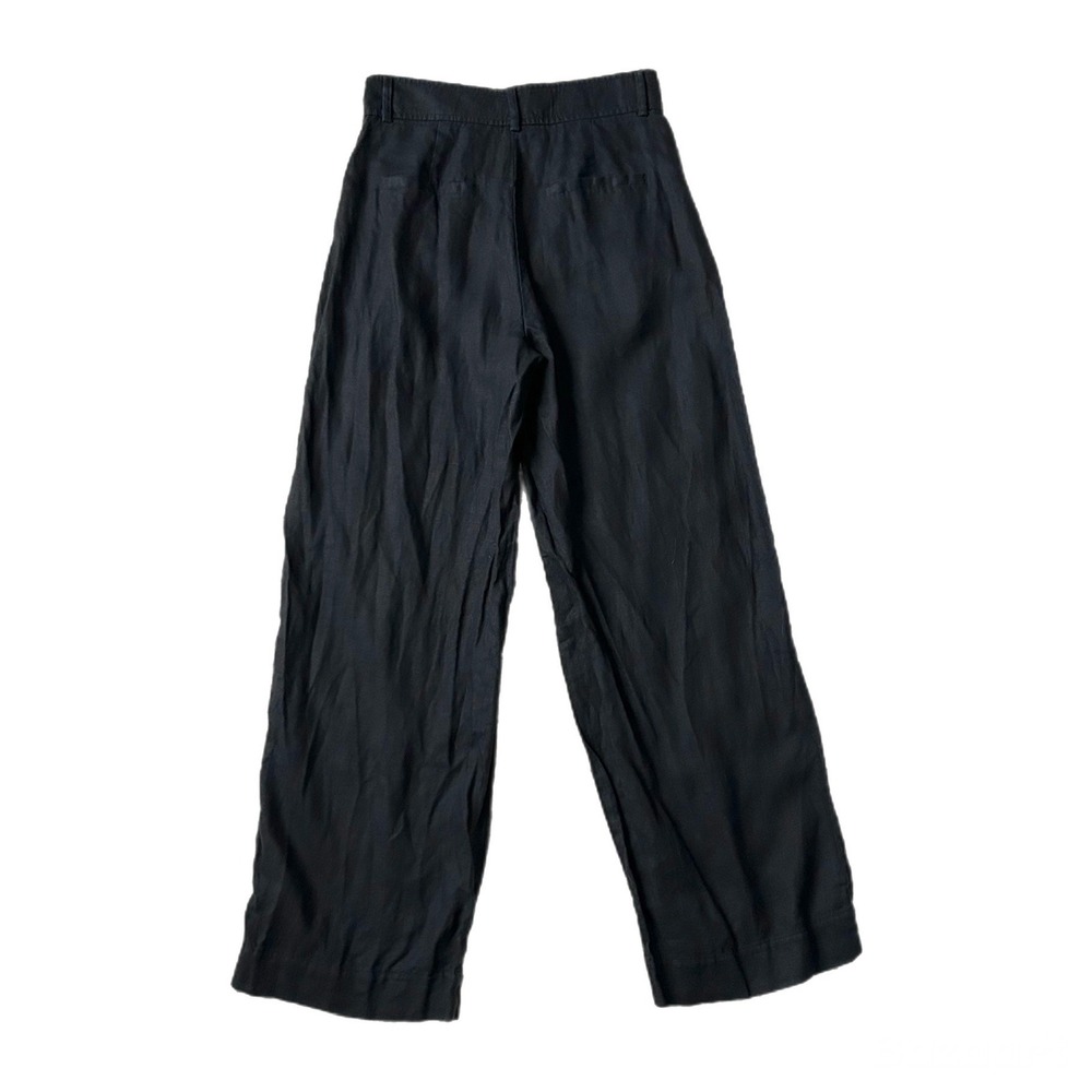 Everlane Black 100% European Flax Linen Pleated Wide Leg High Rise Pants Size 2 - Picture 4 of 7
